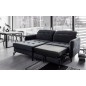 Canapé d'angle convertible en tissu noir luxe 3-4 places LORO, angle gauche (vu de face)