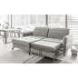Canapé d'angle convertible en tissu GRIS luxe 3-4 places LORO, angle gauche (vu de face)