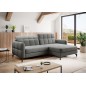Canapé d'angle convertible en tissu GRIS luxe 3-4 places LORO, angle droit (vu de face)