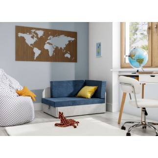 Canapé convertible 2 places moderne en tissu Bleu foncé / Gris clair