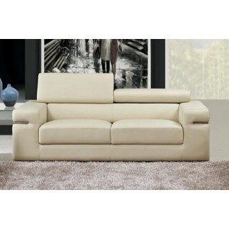 Ensemble composé d'un canapé 3 places et d'un canapé 2 places en cuir luxe italien, ALONSO, écru