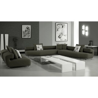 Ensemble cuir italien : un canapé d'angle et 2 fauteuils PARMA gris foncé