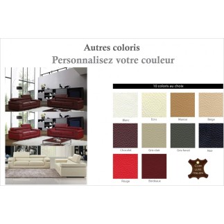 Ensemble composé d'un canapé 3 places et d'un canapé 2 places en cuir luxe italien, ALONSO, couleur personnalisée