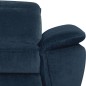 Canapé d'angle avec relax électrique tissu bouclette sensation velours, 5/6 places SINATRA, bleu foncé, angle droit