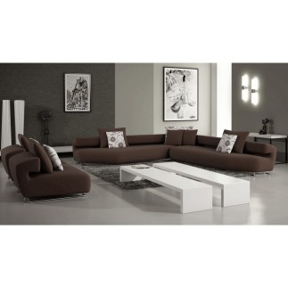 Ensemble cuir italien : un canapé d'angle et 2 fauteuils PARMA chocolat