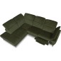 Canapé d'angle avec relax électrique tissu bouclette sensation velours, 5/6 places SINATRA, vert olive, angle gauche