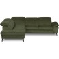 Canapé d'angle avec relax électrique tissu bouclette sensation velours, 5/6 places SINATRA, vert olive, angle gauche
