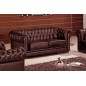 Ensemble 3+2+1, canapé 3 places et canapé 2 places et fauteuil 1 place en cuir luxe italien CHESTERFIELD, chocolat