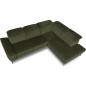 Canapé d'angle avec relax électrique tissu bouclette sensation velours, 5/6 places SINATRA, vert olive, angle droit