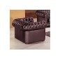 Ensemble 3+2+1, canapé 3 places et canapé 2 places et fauteuil 1 place en cuir luxe italien CHESTERFIELD, chocolat