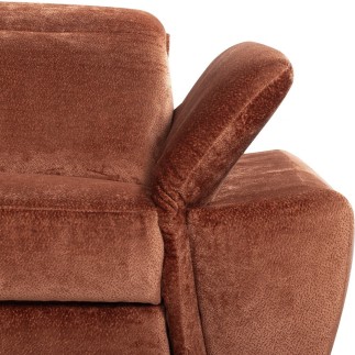 Canapé d'angle avec relax électrique tissu bouclette sensation velours, 5/6 places SINATRA, couleur terra, angle gauche