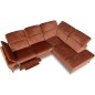 Canapé d'angle avec relax électrique tissu bouclette sensation velours, 5/6 places SINATRA, couleur terra, angle droit