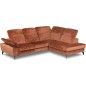 Canapé d'angle avec relax électrique tissu bouclette sensation velours, 5/6 places SINATRA, couleur terra, angle droit