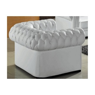 Ensemble 3+2+1, canapé 3 places et canapé 2 places et fauteuil 1 place en cuir luxe italien CHESTERFIELD, blanc