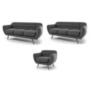 Ensemble composé de 2 canapés 3 places et d'aun fauteuil 1 place tissu, INDORA, gris foncé