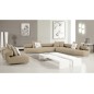 Ensemble cuir italien composé d'un canapé d'angle et de 2 fauteuils PARMA, beige