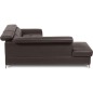 Canapé d'angle convertible en cuir italien luxe 5 places, MEMEZO, coffre, CHOCOLAT, angle gauche