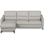 Canapé d'angle convertible en cuir italien luxe 5 places, FARINI, coffre, gris clair, angle gauche
