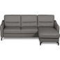 Canapé d'angle convertible en cuir italien luxe 5 places, FARINI, coffre, gris foncé, angle droit