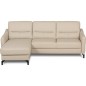 Canapé d'angle convertible en cuir italien luxe 5 places, FARINI, coffre, beige, angle gauche