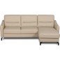 Canapé d'angle convertible en cuir italien luxe 5 places, FARINI, coffre, BEIGE, angle droit