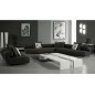 Ensemble cuir italien canapé d'angle et 2 fauteuils PARMA noir