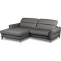 Canapé d'angle convertible en cuir italien luxe 5 places, MANZONI, coffre, gris foncé, angle gauche