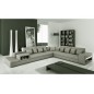 Canapé d'angle en cuir italien 6/7 places PASSION, gris clair / gris foncé, angle droit