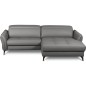 Canapé d'angle convertible en cuir italien luxe 5 places, MANZONI, coffre, gris foncé, angle droit