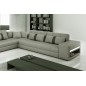 Canapé d'angle en cuir italien 6/7 places PASSION, gris clair / gris foncé, angle droit