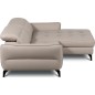 Canapé d'angle convertible en cuir italien luxe 5 places, MANZONI, coffre, beige, angle droit