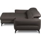 Canapé d'angle convertible en cuir italien luxe 5 places, MANZONI, coffre, chocolat, angle gauche