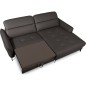 Canapé d'angle convertible en cuir italien luxe 5 places, MANZONI, coffre, Chocolat, angle droit