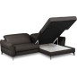 Canapé d'angle convertible en cuir italien luxe 5 places, MANZONI, coffre, Chocolat, angle droit