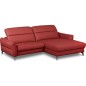 Canapé d'angle convertible en cuir italien luxe 5 places, MANZONI, coffre, rouge foncé, angle droit
