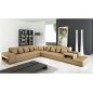 Canapé d'angle en cuir italien 6/7 places PASSION, beige et chocolat, angle gauche