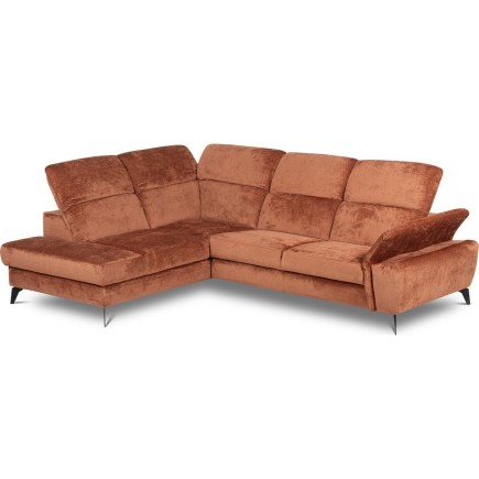 Canapé d'angle convertible en velours luxe - 5 places, SIENNA, brique, angle gauche