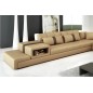 Canapé d'angle en cuir italien 6/7 places PASSION, beige et chocolat, angle gauche