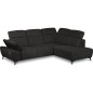 Canapé d'angle avec relax électrique en tissu Bellagio, noir, angle droit
