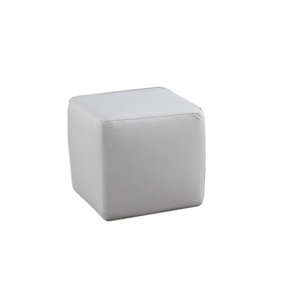 Un pouf carré en cuir, blanc