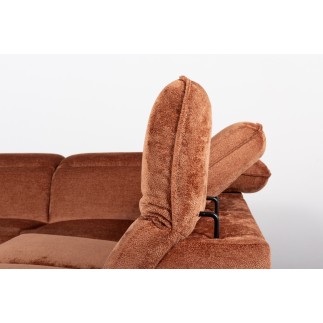 Canapé d'angle convertible en velours luxe - 5 places, SIENNA, brique, angle gauche