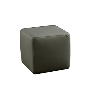 Un pouf carré en cuir, gris foncé