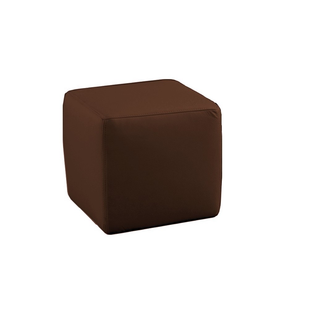 Un pouf carré en cuir, chocolat
