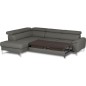 Canapé d'angle convertible en cuir italien luxe 5 places, Hombourg, coffre, gris foncé, angle gauche