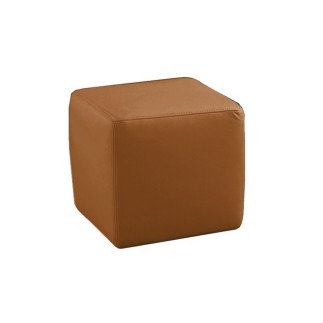 Un pouf carré en cuir, marron