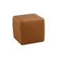 Un pouf carré en cuir, marron