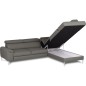 Canapé d'angle convertible en cuir italien luxe 5 places, Hombourg, coffre, gris foncé, angle droit