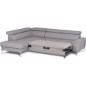 Canapé d'angle convertible en cuir italien luxe 5 places, Hombourg, coffre, gris clair, angle gauche