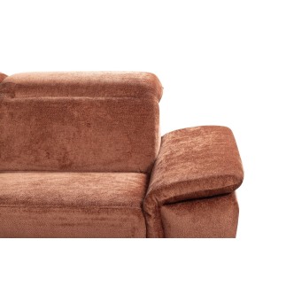 Canapé d'angle convertible en velours luxe - 5 places, SIENNA, brique, angle gauche