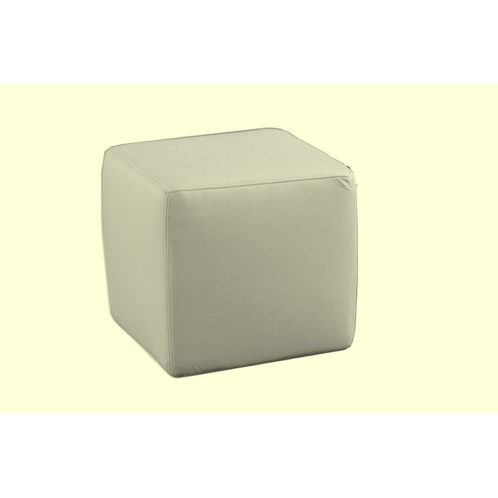 Un pouf carré en cuir, écru